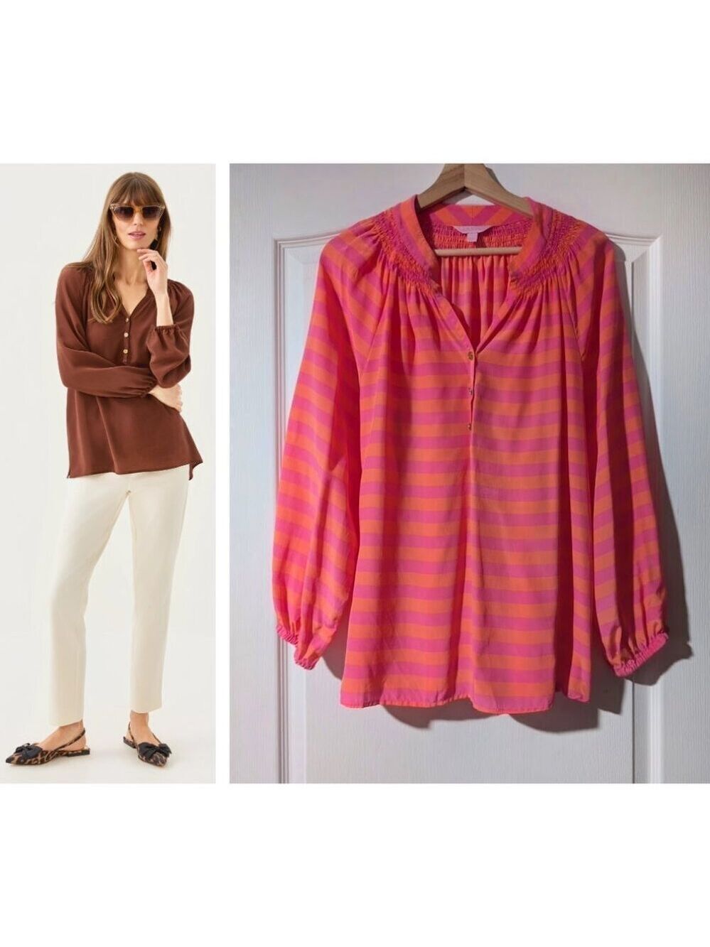 Lilly Pulitzer | Elsa Stiped Silk Top Pink/Orange
